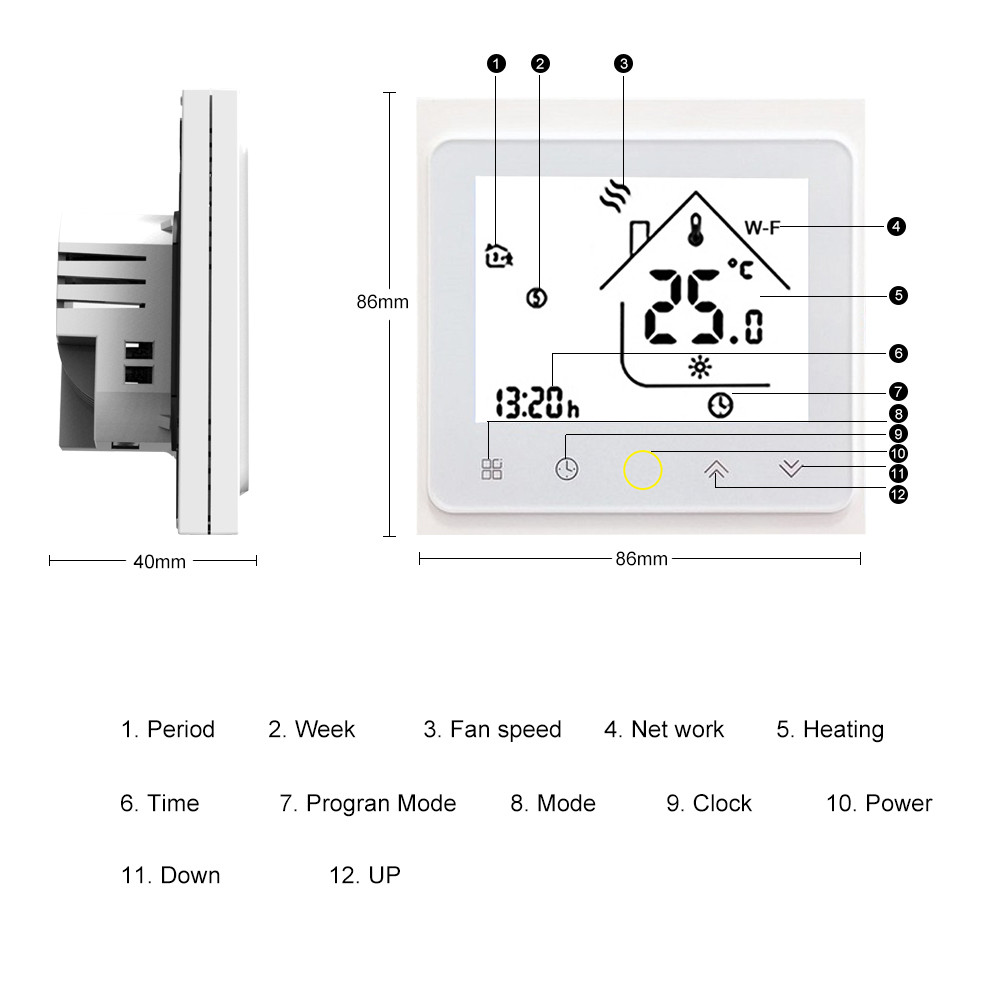 APP WiFi Smart Thermostat Temperature Controller for Water/Electric floor Heating Water/Gas Boiler Works with Alexa