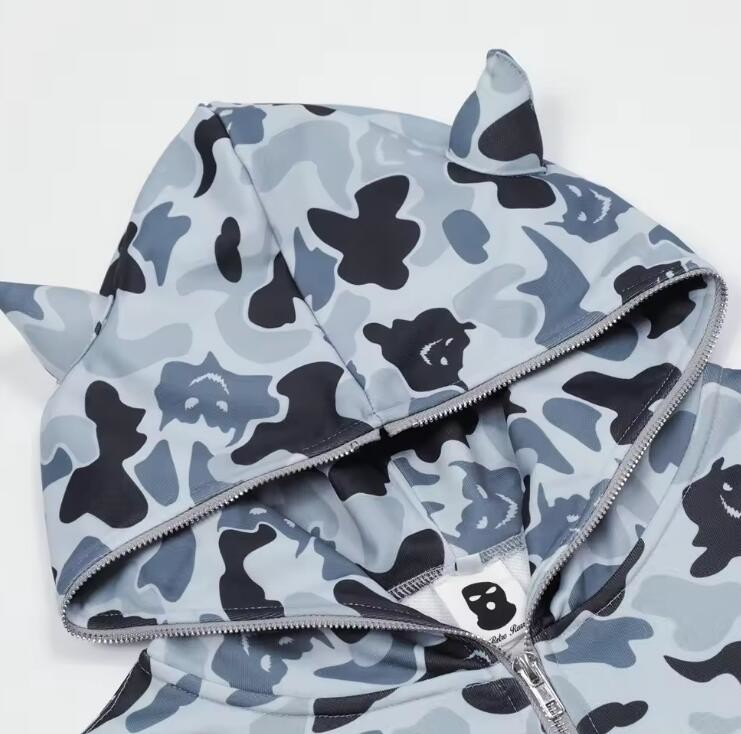 All Over Printed Oversize Hoodie Cotton Zip Up Sweatshirt Anti Wrinkle