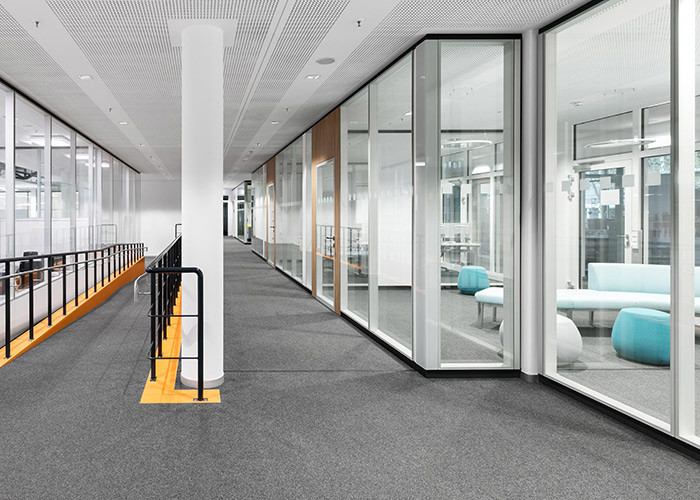 60mm Aluminum framed frameless single and double glass partition wall available Modern Workspaces