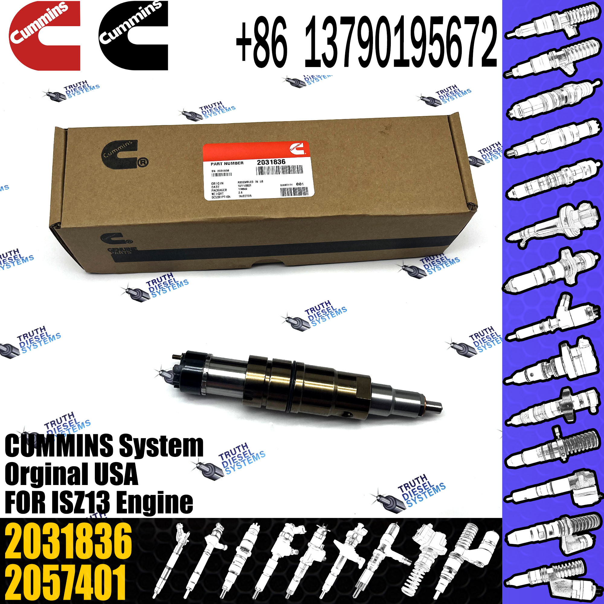 Diesel Common Rail Fuel Injector 1948565 2030519 2031836 2031835 2086663 2419679 2086663 2057401 1948565