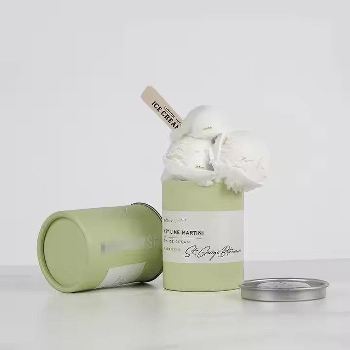 High Quality Inner Aluminum Foil Ice Cream Cylinder Paper Container With Metal Lids