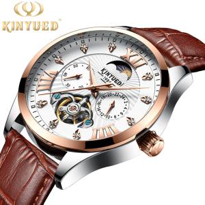 China Crystal Diamond Leather Wrist Watch Luminous Moonphase Automatic Watch wholesale