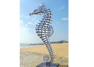 China Metal Animal Polished Stainless Steel Sculpture , Big Seahorse Sculpture wholesale
