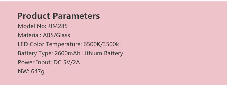 2600mAh Battery tricolor 3500k 5x HD LED Magnifying Mirror