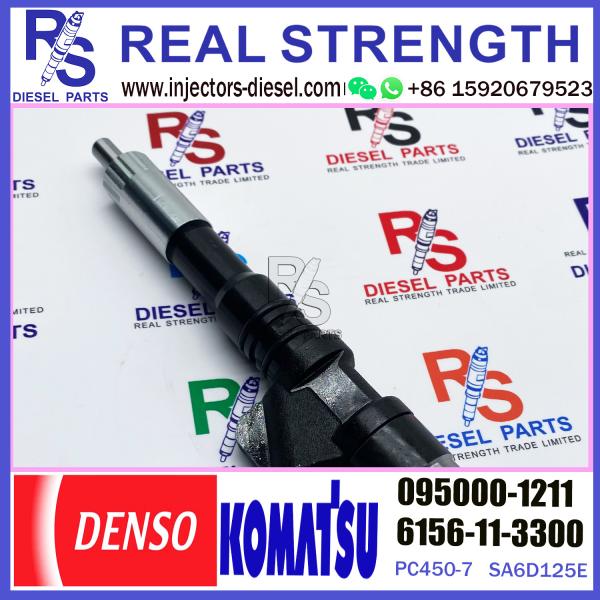 Excavator PC400-7 Engine 6D125E SA6D125E Injector Nozzle Assy 6156-11-3300 Diesel Fuel Injector 095000-1211