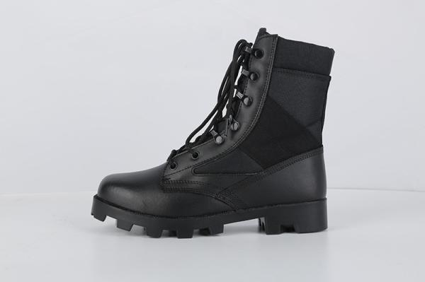 High Shoes Lightweight Desert Waterproof Sport Rubber Combat Shoes Black Leather
