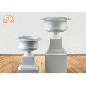 Large Fiberglass Flower Pots Glossy White Modern Style