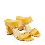 White Lambskin Ladies Block Heel Sandals Metallic Dome Rubber Outsole