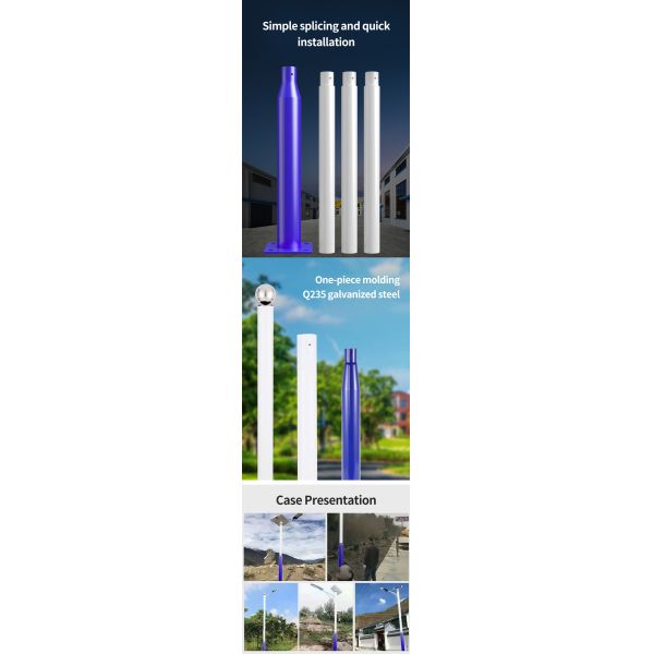 Split Solar Street Lamp Pole Splicing 3/4/5/6m For Outdoor Courtyard Landscape Road