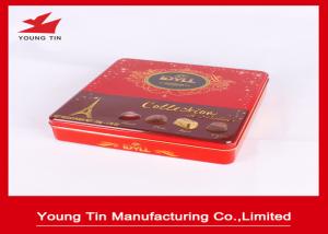 China Food Grade Square Metal Chocolate Tin Cans Full Color Printed 215 x 215 x 45 MM wholesale