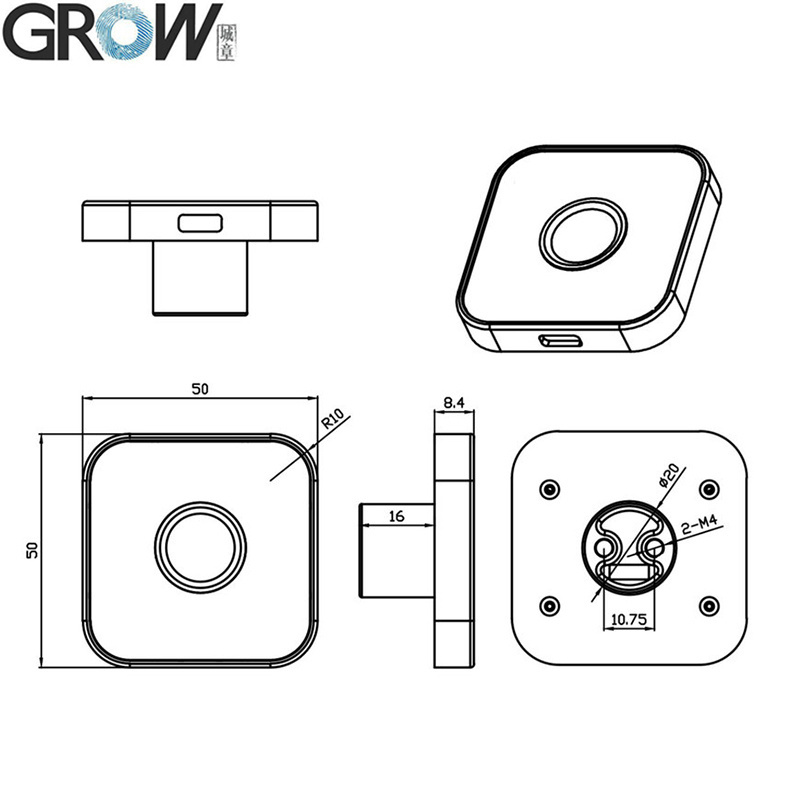 Grow R502-Aw DC3.3V LED Control Capacitive Fingerprint Module