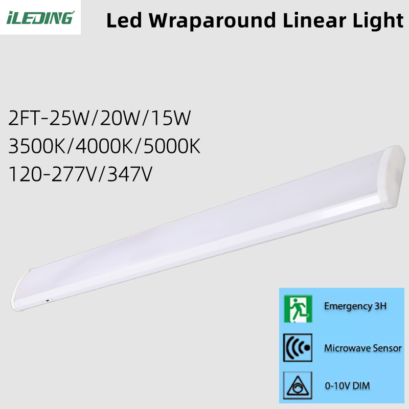 AC 110V ±10% 2FT 4FT Commercial LED Batten Wrap Light Surface Mounted Linear LED Wraparound Light