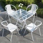 Outdoor Restaurant Balcony Cafe Patio Garden Set Rattan Chair and Small White