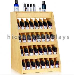China Birch Wooden Display Racks Countertop 240 Bottle Essential Retail 4-Tier Display Rack wholesale