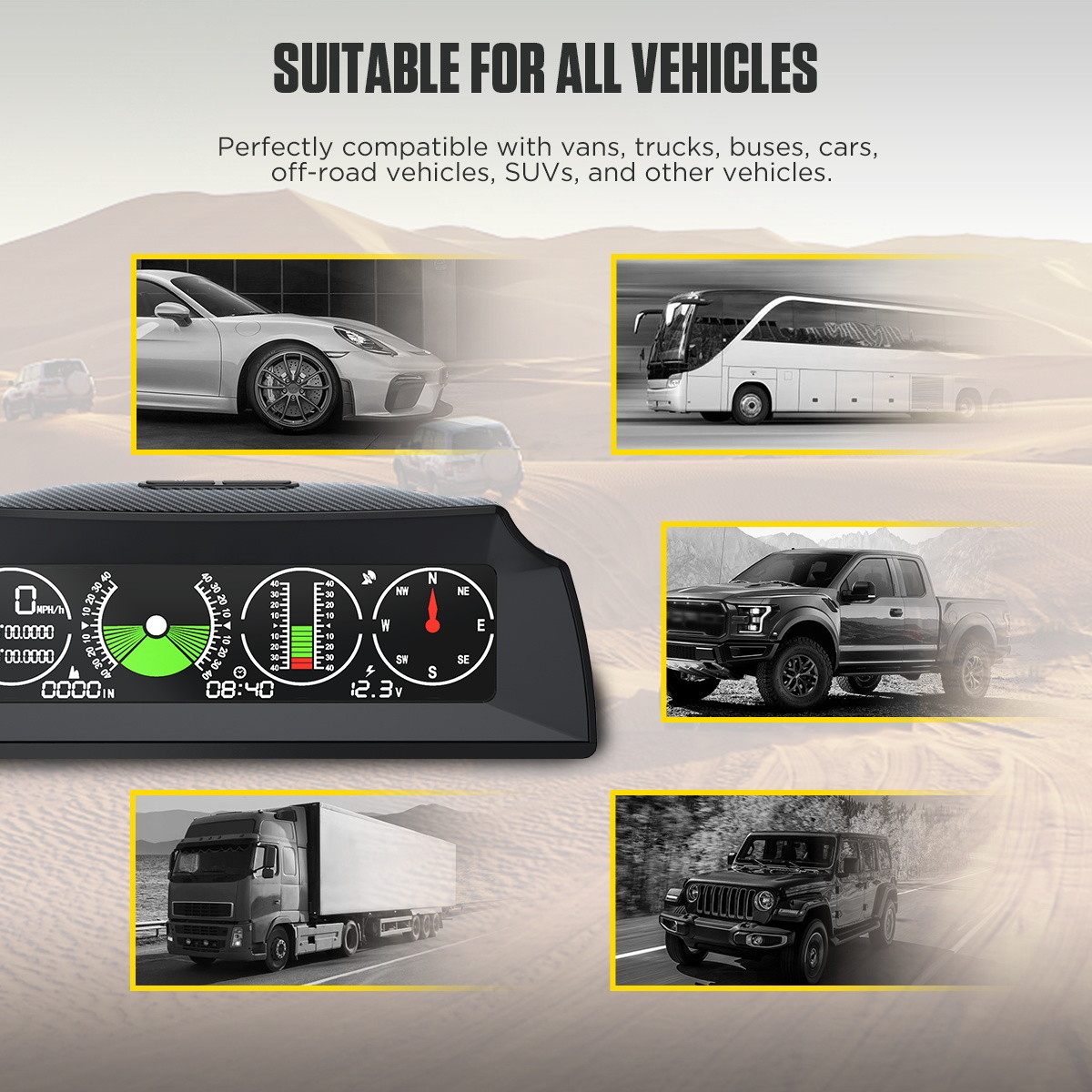 Multifunctional Car Diagnostic Tester GPS/OBD2 Speed PMH KMH Vehicle Inclinometer