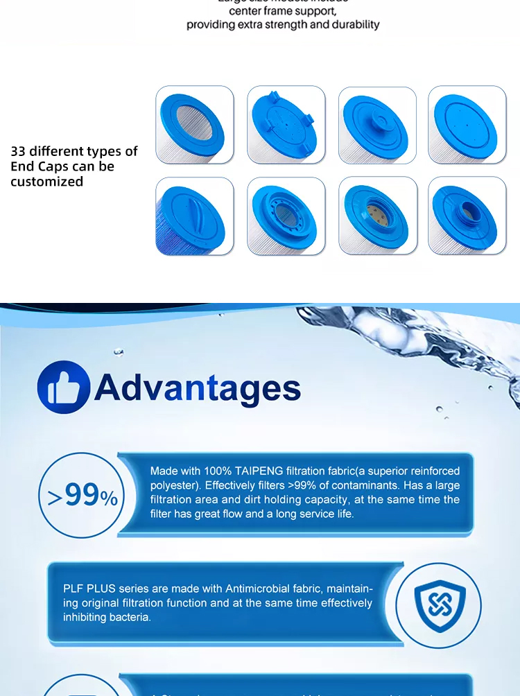 PP Blue white 10*4.5inch High Flow Above Ground Swimming Pool Cartridge Filter System