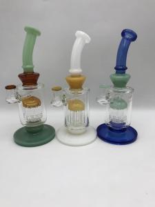 China 8.5inch 14mm Bowl Bent Neck Showerhead Perc Fumed Glass Water Pipe wholesale
