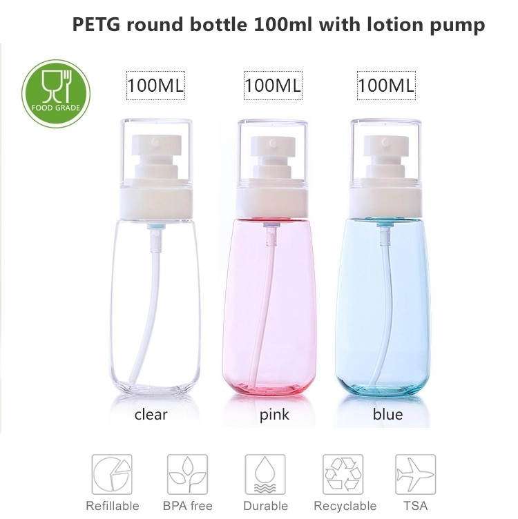 100 ML PETG Plastic Bottles / Empty Lotion Bottle For Cosmetic Packaging