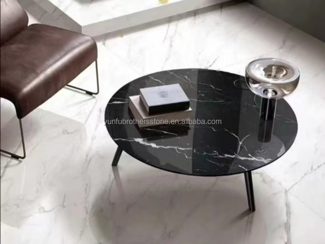 Modern Nero Marquina Black White Stipe Marble Polished Natural Big Slabs for Indoor Hotel Villa