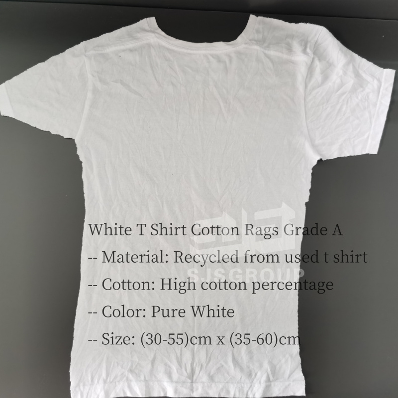 Factory Direct Sale Industrial Wiping White Cotton T-Shirt 20 KG Rags
