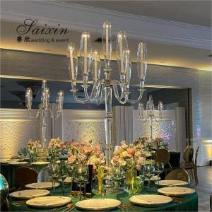 China ZT-593 Luxury unique tall crystal candelabra wedding centerpieces wholesale