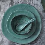 Irregular Green Porcelain Dinnerware Vintage Matte Ceramic Dinnerware