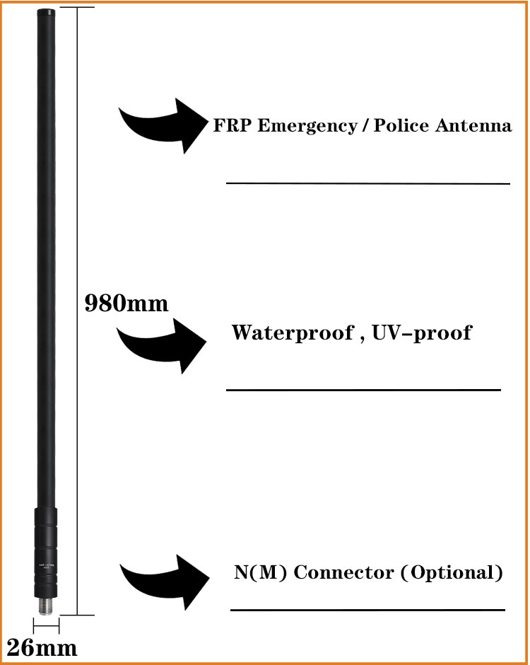 26-28MHz Truck Cb Radio Antenna 6Ft Fiberglass Cb Base Station Antenna
