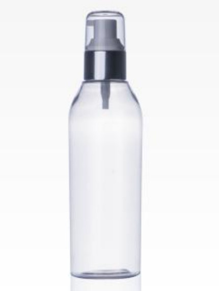 Round Shoulder Toner Water Plastic Cosmetic Bottes 200ml With Transparent Cap Silver Lotion Pump