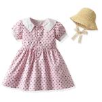 Summer Children'S Clothing Polka Dot Puff Sleeves Baby Girl Dresses With Visor