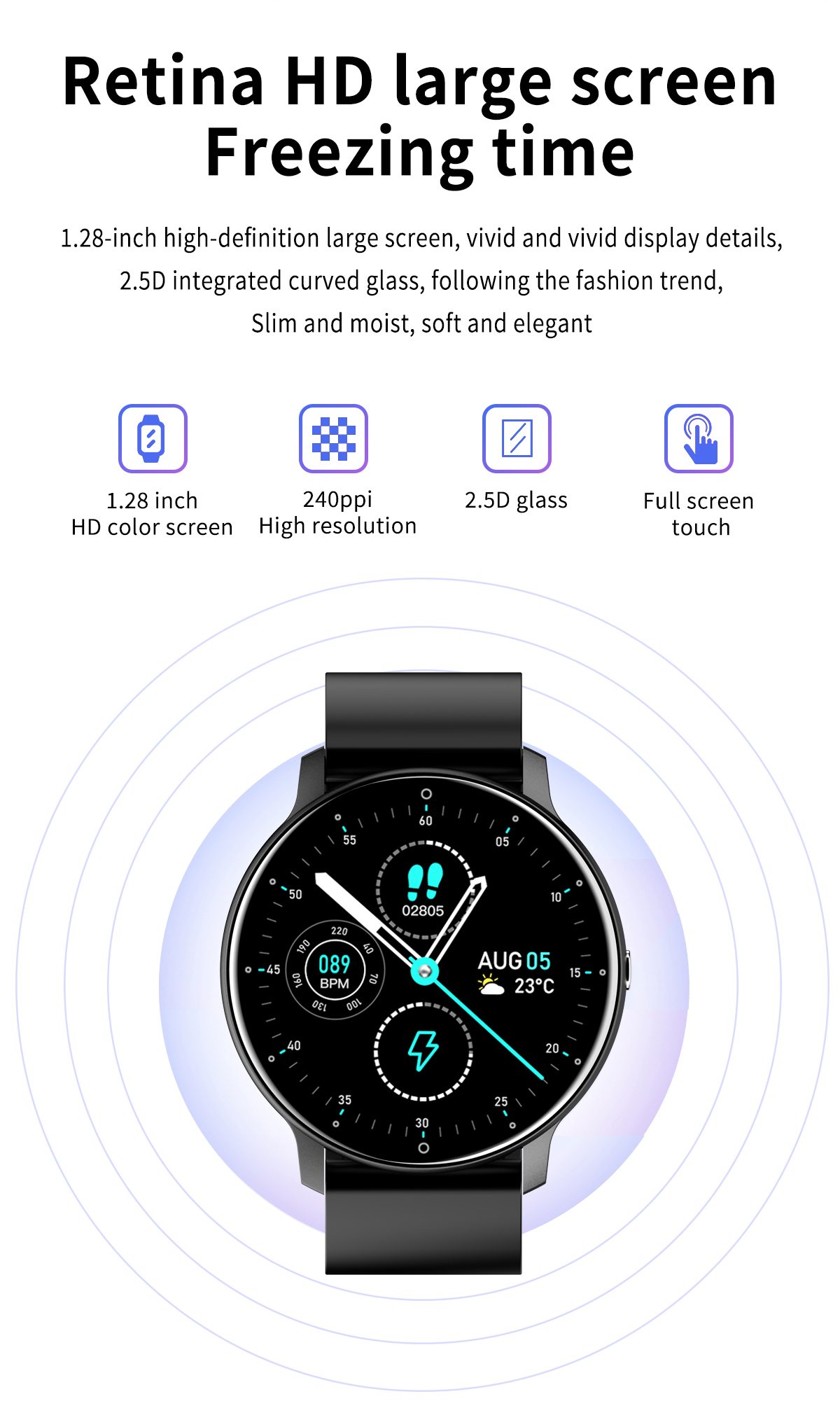 HL02 Smart Watch Activity Tracker ZL02 Touch Screen Customized Logo
