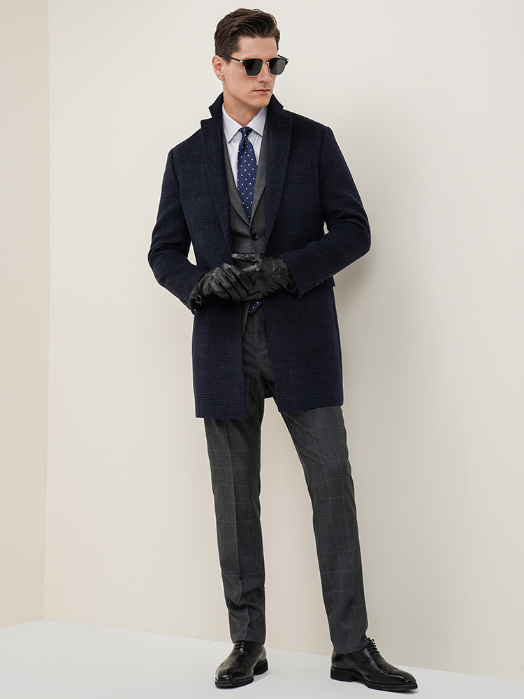 Autumn And Winter Retro Wool Warm Loose Big Yards Men's Long Coat Woven and Warm