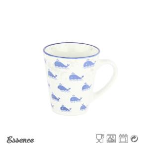 China Decal Painting Custom Stoneware Mugs 12 OZ Glossy Glazing With Hand Grip wholesale