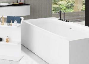 China Solid Surface Freestanding Soaking Bathtub Smooth Stand Alone Soaking Tub wholesale