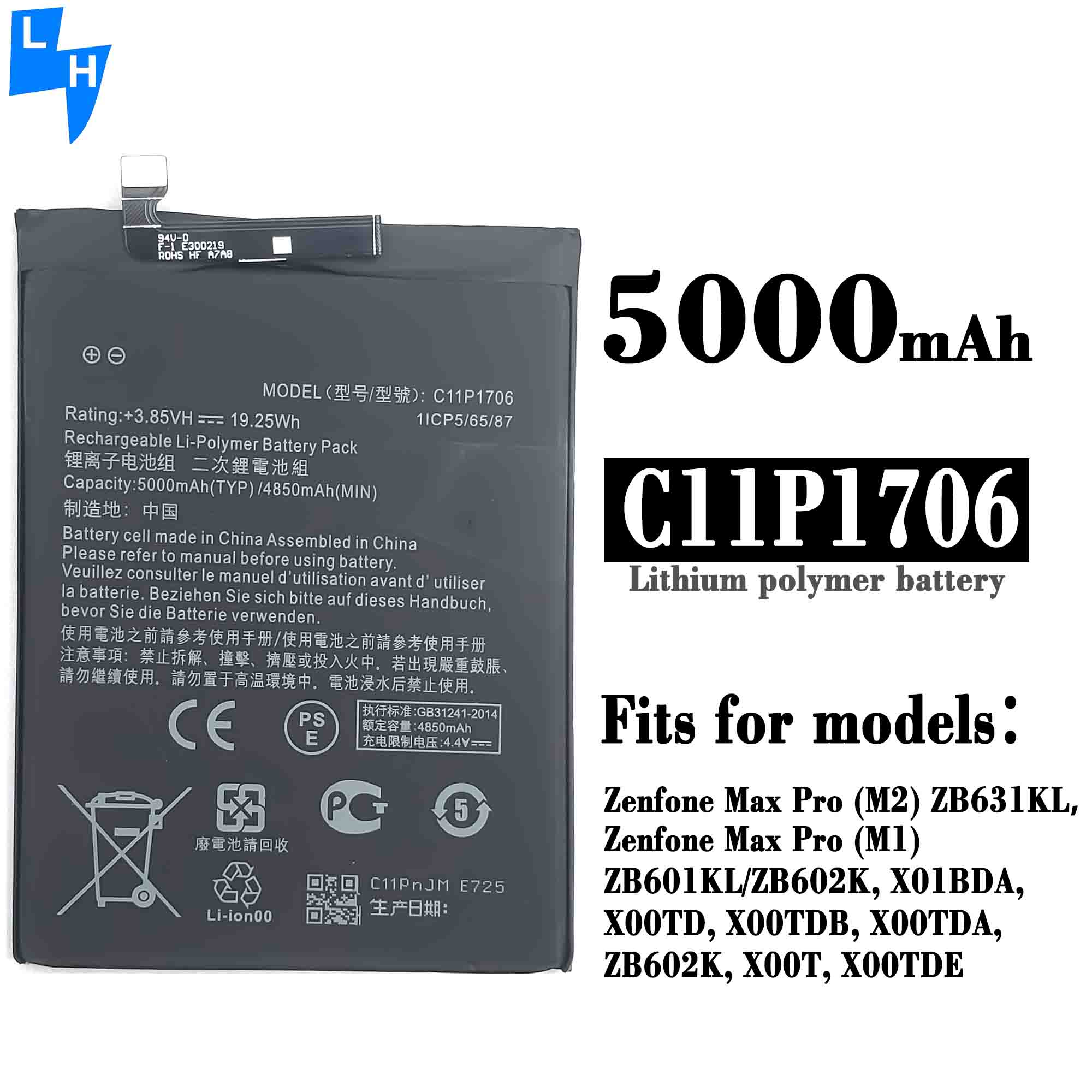 RECHARGABLE Cell Phone Battery for ASUS Zenfone Max Pro M1 Battery 5000mah X00TDE Stock