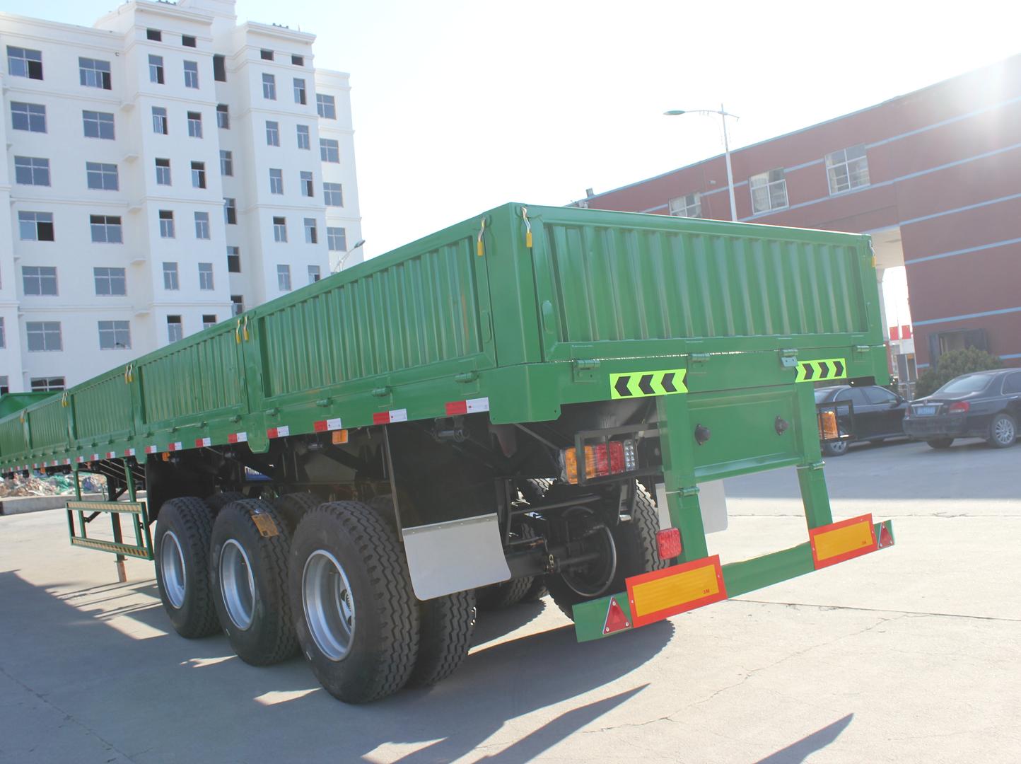3 * 13ton Capacity Side Wall Flatbed Truck Semi Trailer 40T 3 Axles Cargo Transporting