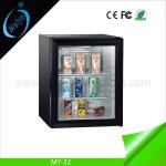 32L glass door hotel minibar, wood door mini bar freezer
