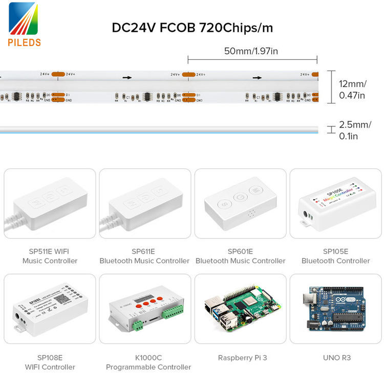 WS2811 Pixel COB LED Strip RGB 5M 12V SM16703 Addressable Programmable Dream Color