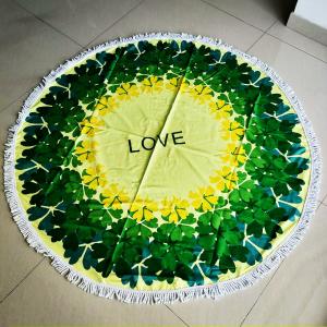China FREE SOUL Mandala geometry custom terry round microfiber beach towel blanket with logo print wholesale