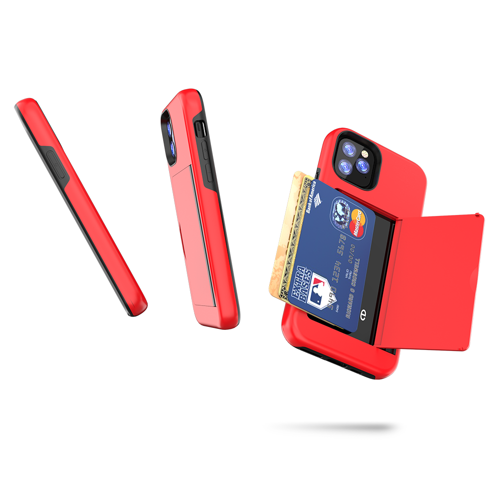 Solid Color 3-in-1 Mobile Phone Case Luxury TPU PC Card Wallet Cover for iPhone 11 2019