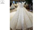 Luxury Bridal Ball Gowns Off Shoulder Sweetheart Lace Long Tail Crystal Beading