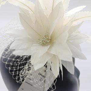 China 15x30cm Stripped Goose Feather Flower , White Feather Headpiece Millinery Supplies wholesale