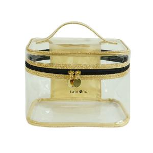 China Transparent Gold Glitter Cosmetics PVC Makeup Bag wholesale