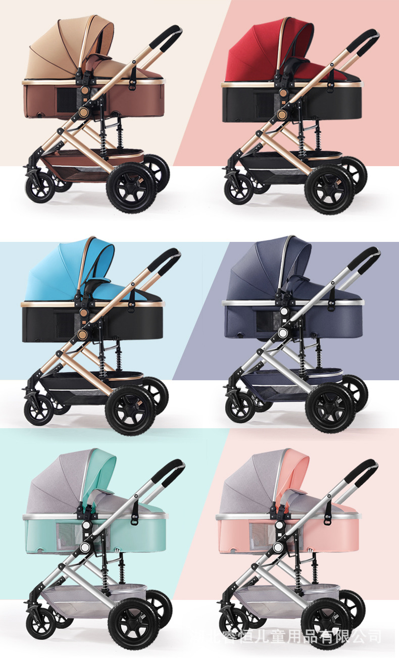Hand Push/Foot Foldable Baby Stroller Lightweight Reclining Carriage for All Seasons