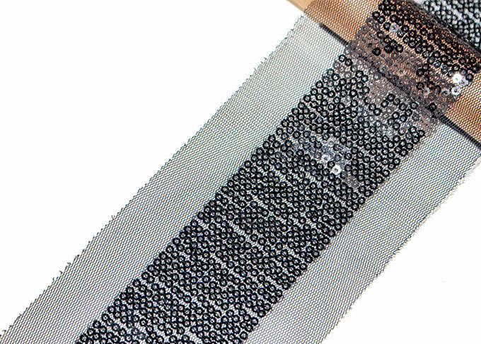 Shiny Sequin Embroidery Nylon Mesh Lace Trim For Fashion By Schiffli Lace Machine