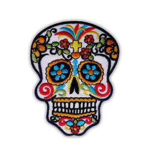 China Fabric Embroidered Skull Cool Iron On Glitter Patches For Clothing wholesale