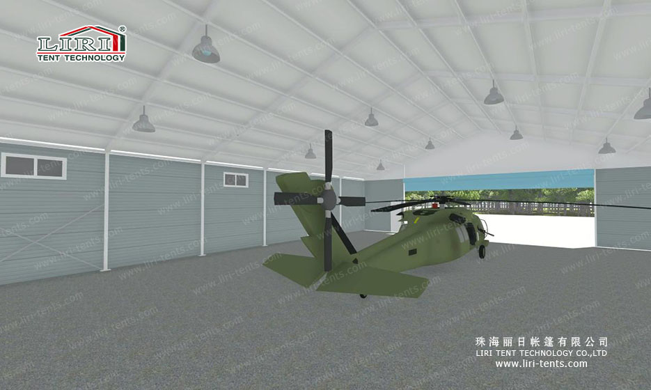 High Reinforce Aluminum Military Aircraft Hangar Tent Width 20m Fire Protection