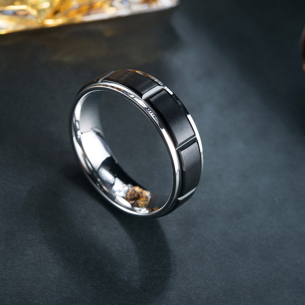 Simple High Polished Stainless Steel Ring Fashion Jewelry Rotating Chain Finger Ring