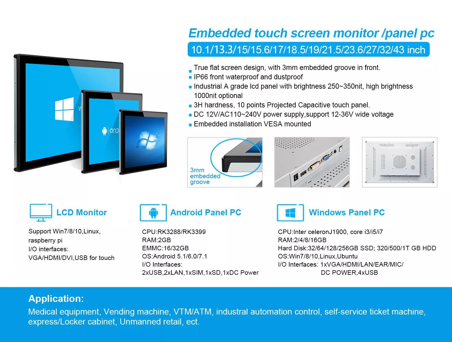 21.5" 22" Commercial Monitors Digital Signage Capacitive Touch Display Monitor 1920x1080