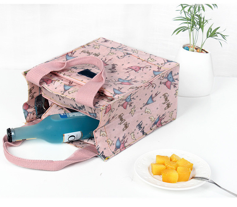 Large Capacity Printed Thermal Insulated Canvas Lunch Box Cooler Bag