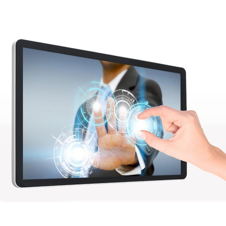 Wall 43 inch capacitive touch screen monitor with Android or Win10/11 OS support portrait landscape display modes